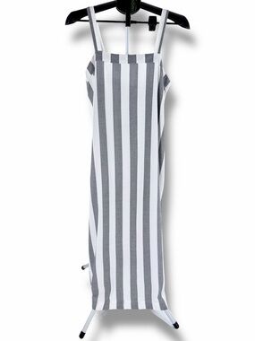 Hurley Alani Dress NWT Size Small Gray White Stripe Adjustable Straps Coastal